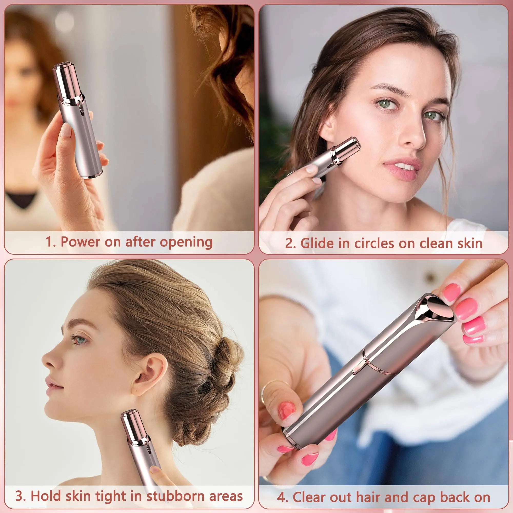 Facial Hair Remover for Women - as Seen on TV Painless Face Shaver - Electric Hair Removal Device for Face Lips Peach Fuzz