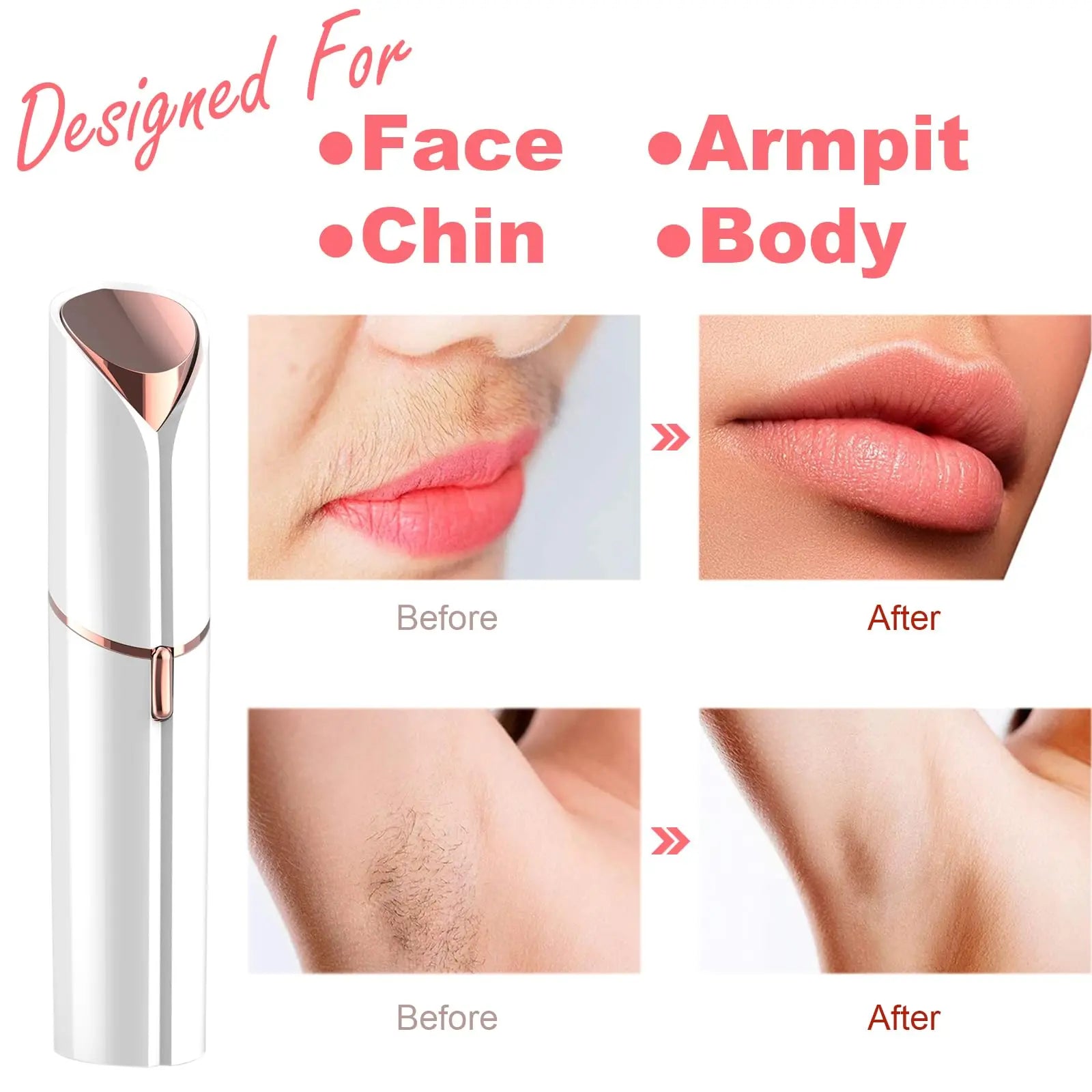 Facial Hair Remover for Women - as Seen on TV Painless Face Shaver - Electric Hair Removal Device for Face Lips Peach Fuzz