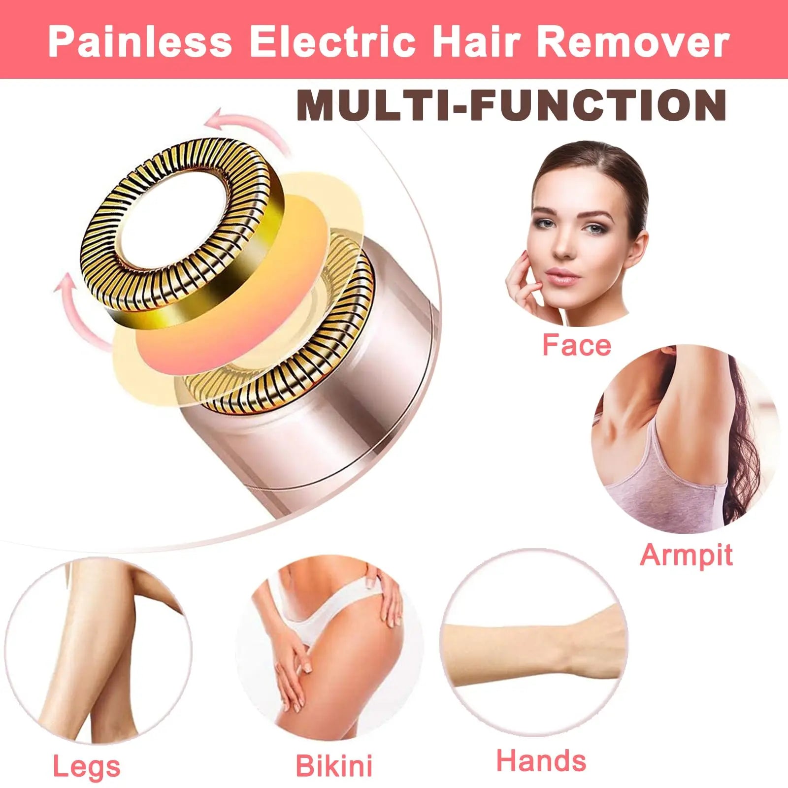 Facial Hair Remover for Women - as Seen on TV Painless Face Shaver - Electric Hair Removal Device for Face Lips Peach Fuzz