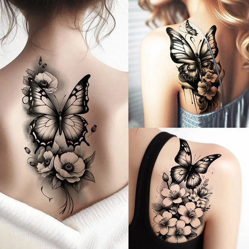 72 Sheets 3D Butterfly With Flowers Temporary Tattoos For Women Girls Body Art Tatoos Waterproof Realistic  Fake Tattoo Stickers
